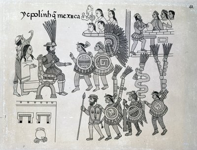 The last Aztec Emperor Cuauhtemoc surrenders, plate from 
